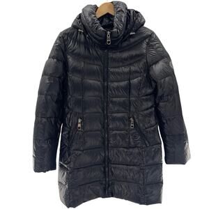 Calvin Klein Woman’s Down Puffer Shine Longline Lightweight Black Coat Size M